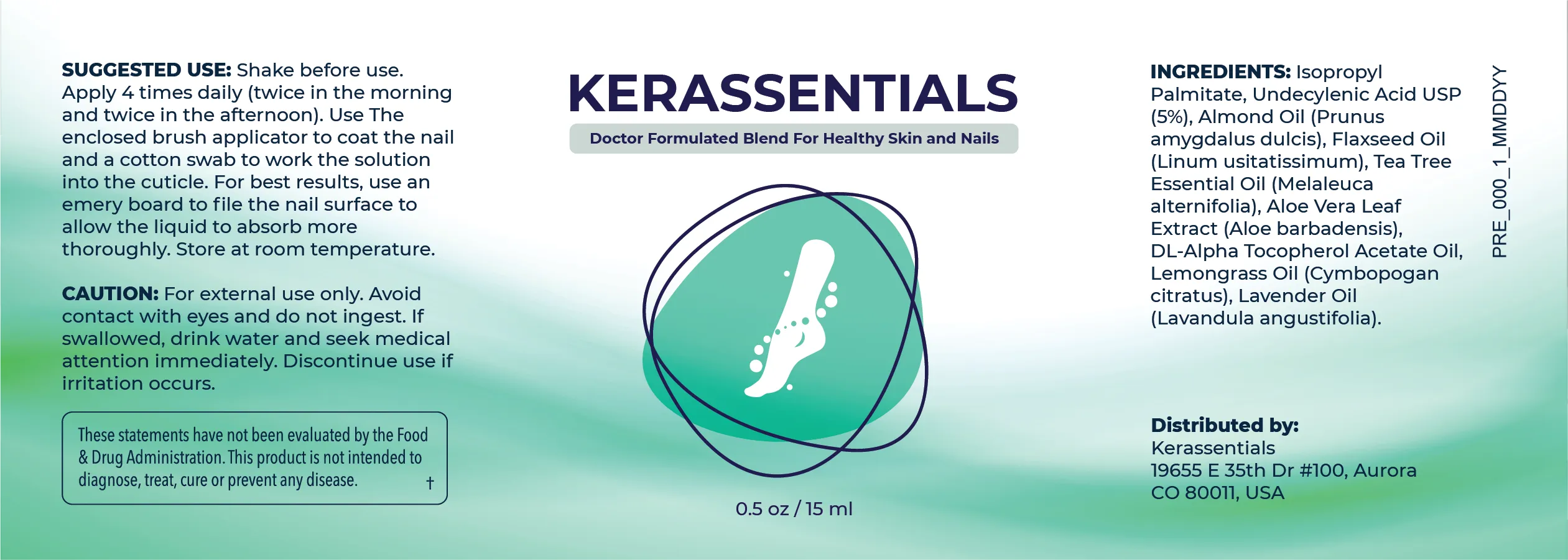 Kerassentials product label showing full ingredient list and directions